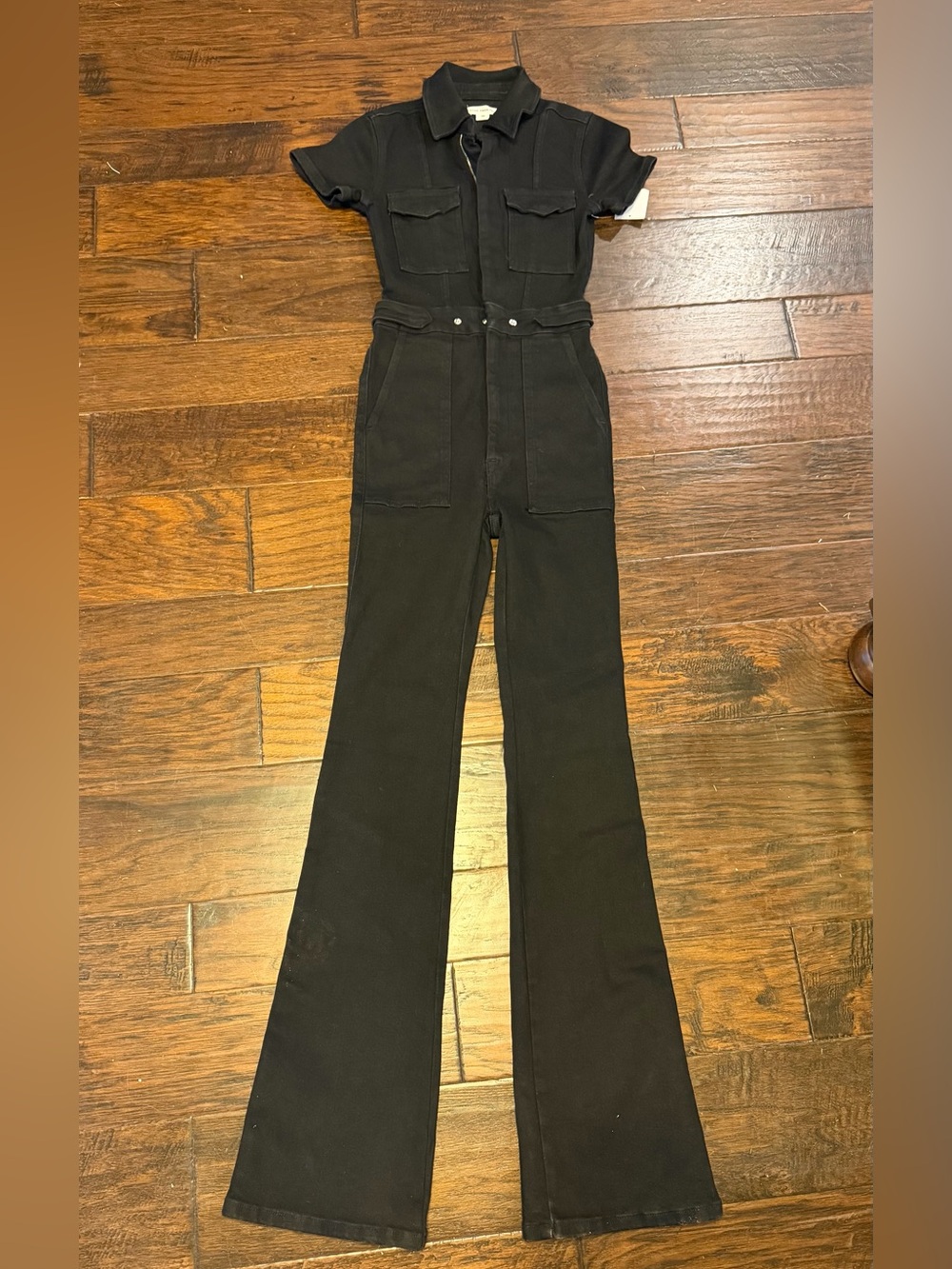 NWT Good American Fit For Success Black Denim Jumpsuit XS